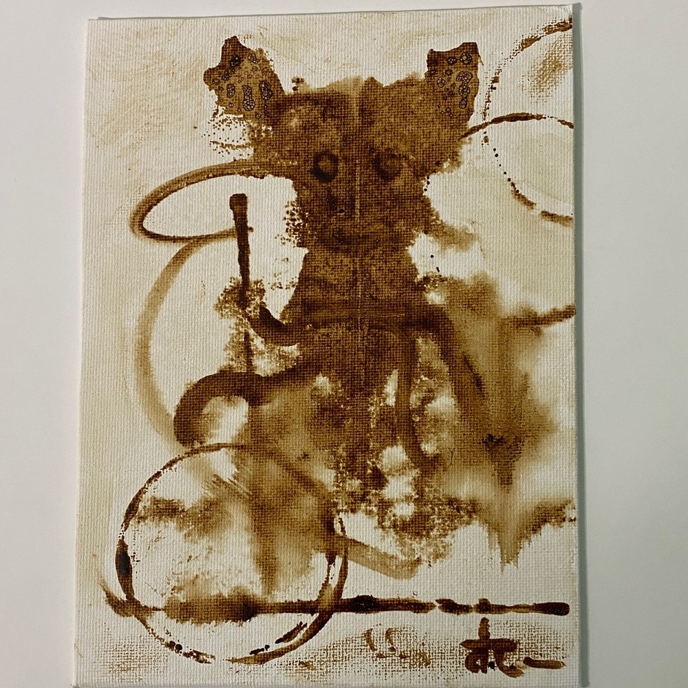 Abstract Canvas Art, Coffee Painting, Coffee Decor.